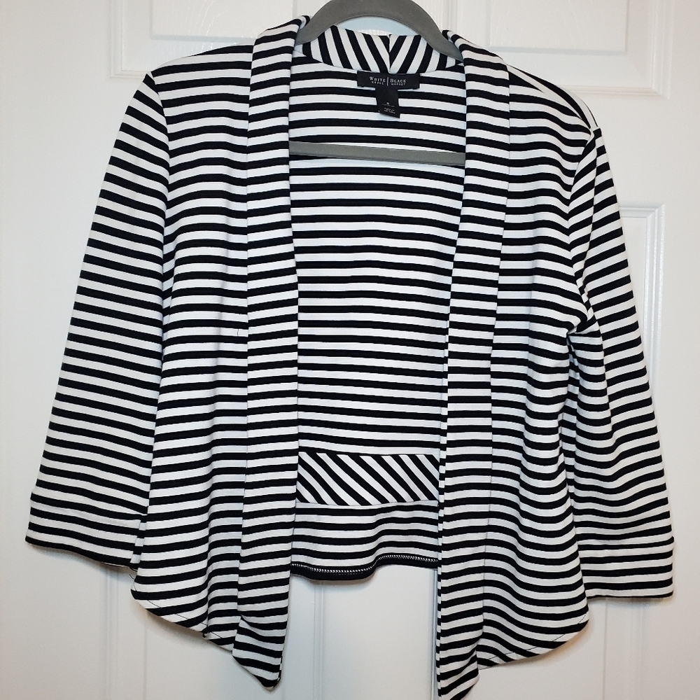 White House Black Market Open BJacket Womens Size S Ponte Stripe